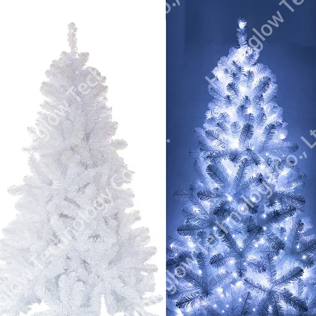 High quality cheap outdoor led artificial white PVC plastic flocked Christmas tree in full stock
