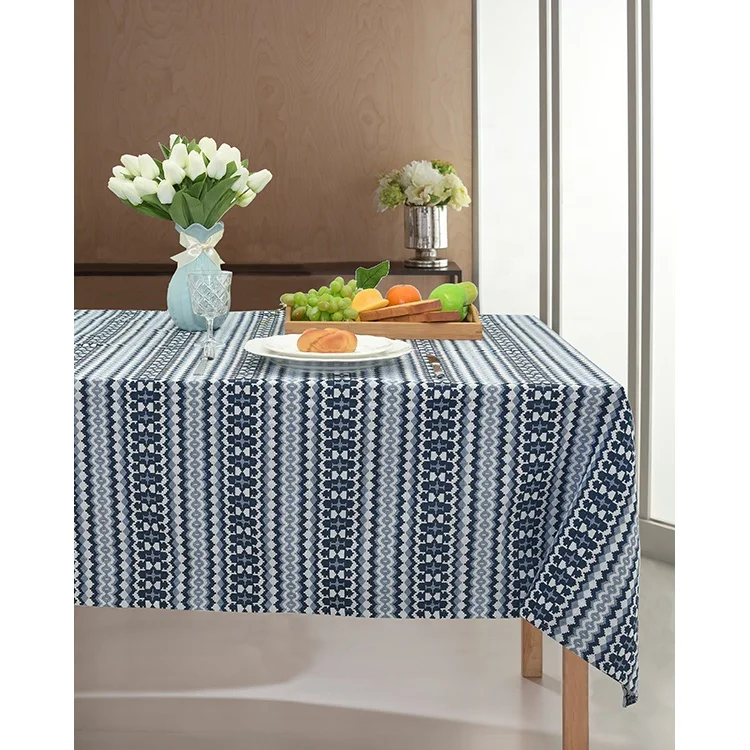 Wholesale polyester high quality Decorative Waterproof Oil-resistant woven Rectangular printed Wedding Dining Tablecloth