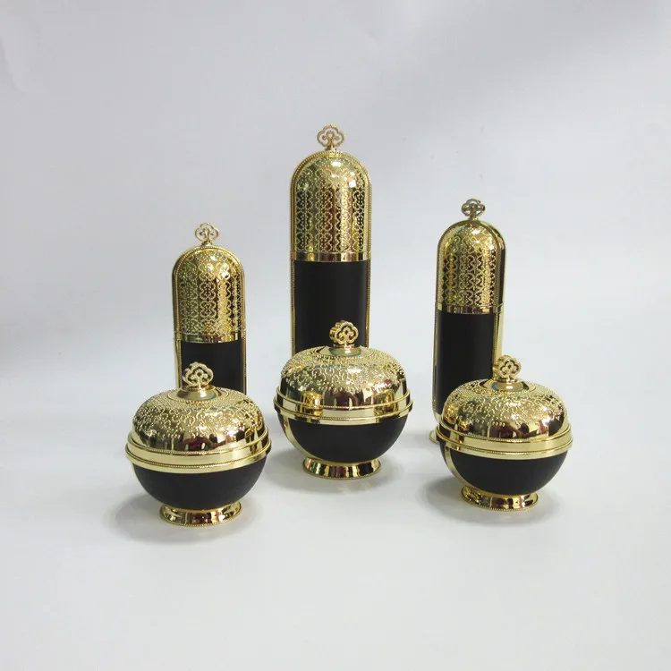 gold color crown shape whole set cosmetic packaging acrylic cosmetic bottle and jar