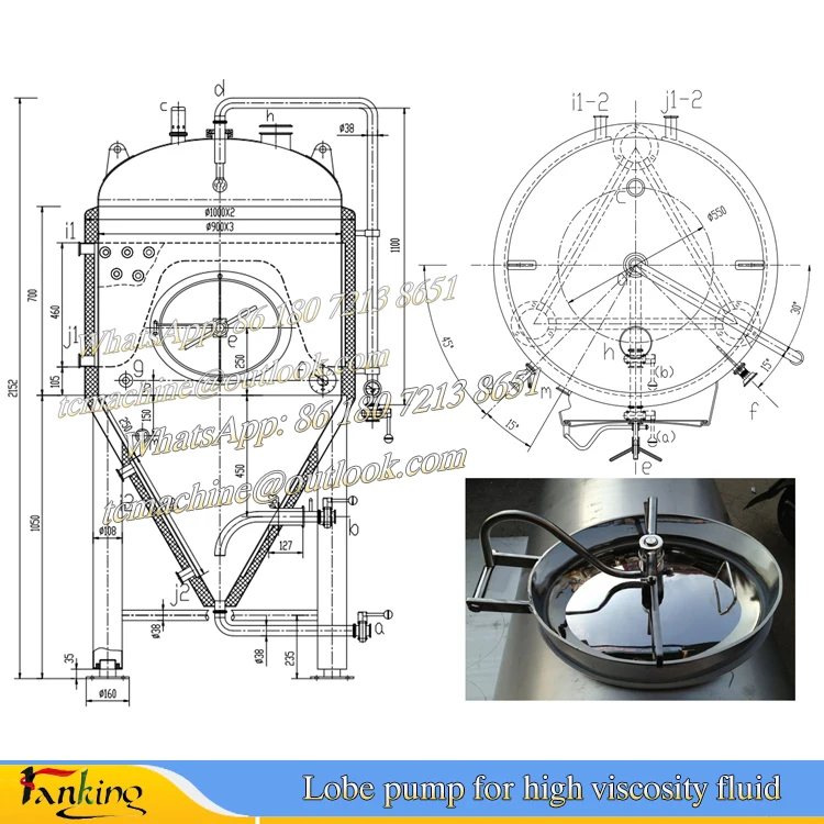 150Gallon beer fermenter 600Liter stainless steel fermenters