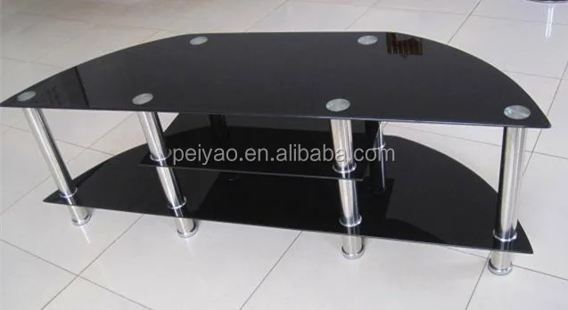 Wholesale commercial tempered glass industrial metal tv stand