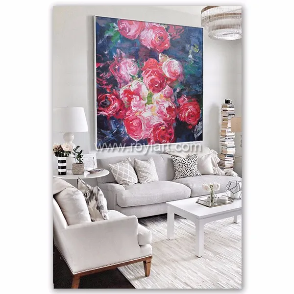 Original wall art Impressionist paintings with flowers modern abstract on Canvas hand painted rose painting flowers paintings