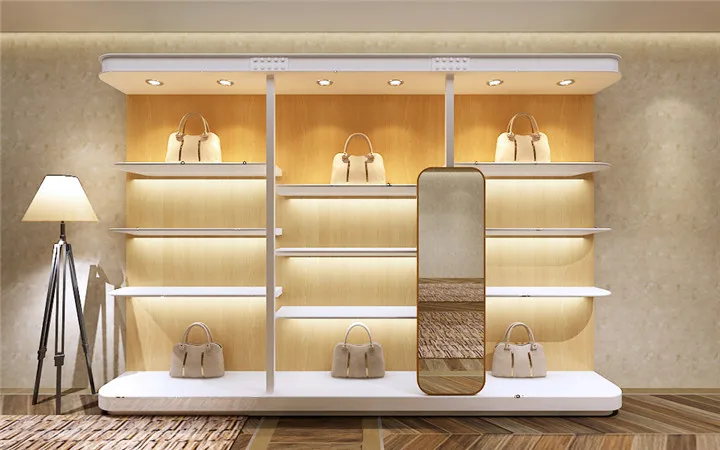 Professional Boutique Display Showcase Wall Shelves for Handbags Design Store Furniture Decoration
