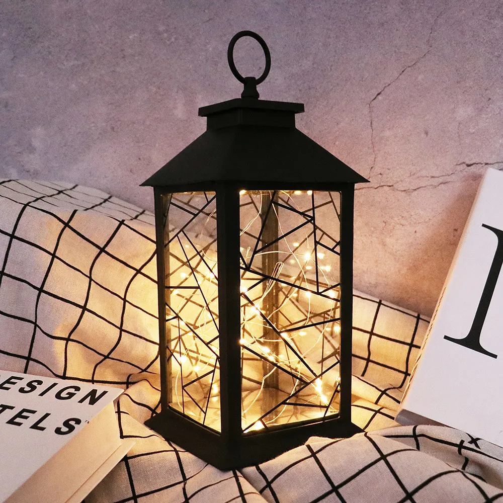 Золотой винтажный строительный фонарь для подвешивания двора украшение свадьбы со светодиодной гирляндой из медной проволоки