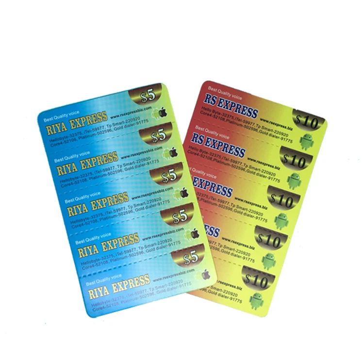 
Card size mobile phone prepaid scratch pin phone card 