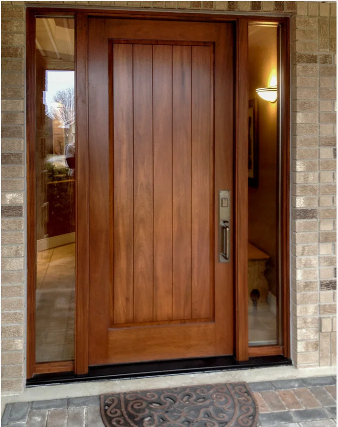 Elegant design insulated Villa glass wood door panels with two side light