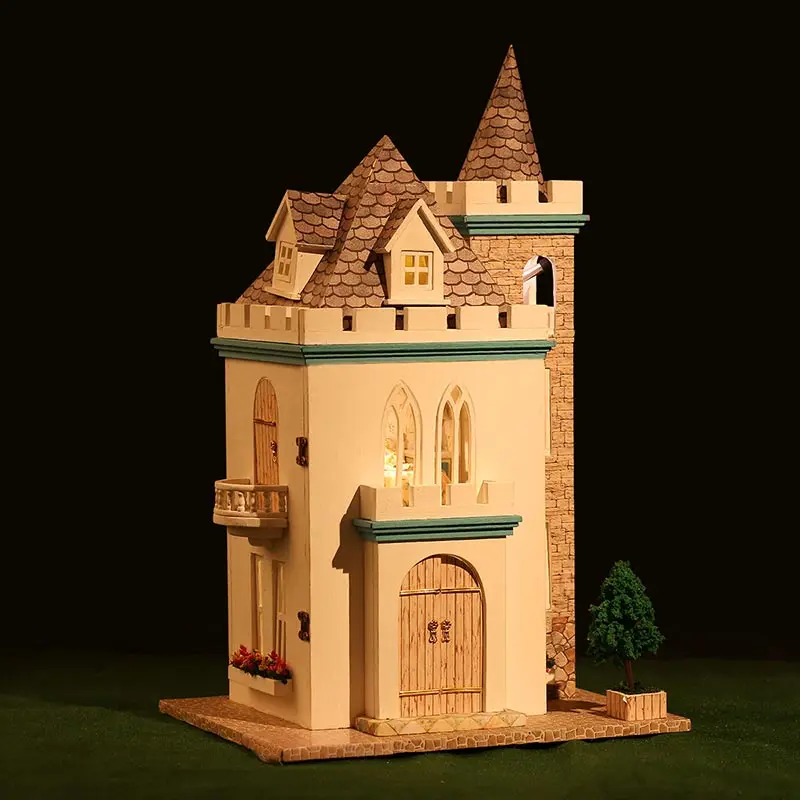 1 24 scale DIY miniature white castle miniature doll house wooden kits mini castle