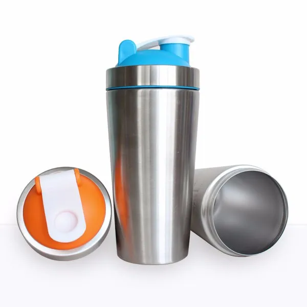 Wholesale 750ml Stainless Steel Custom Logo Gym Fitness Sports Protein Metal Shaker Bottle With Blender Mixer Ball