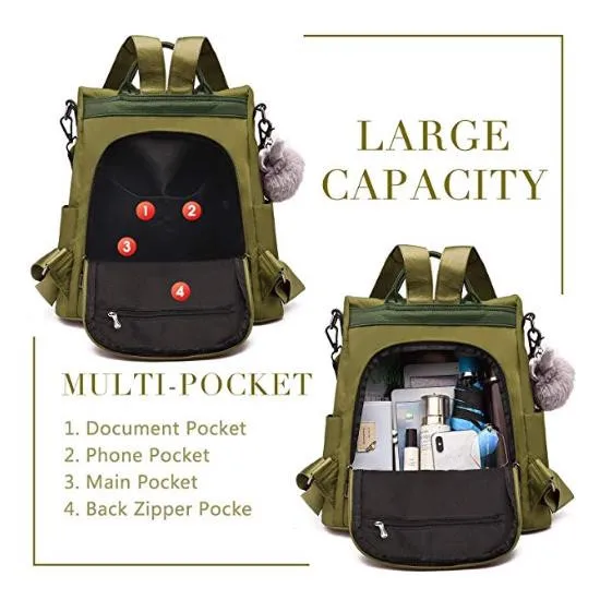 
Women Backpack Purse Waterproof Nylon Schoolbags Anti-theft Rucksack Shoulder Bags 
