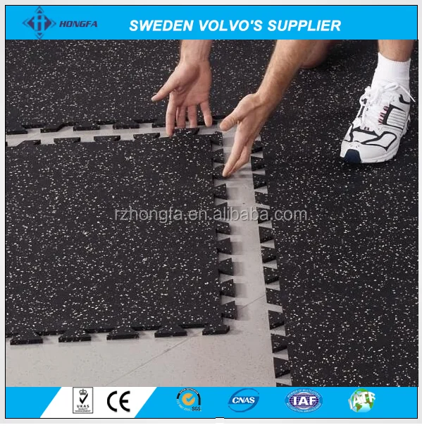 Interlocking Black Rubber Gym Flooring