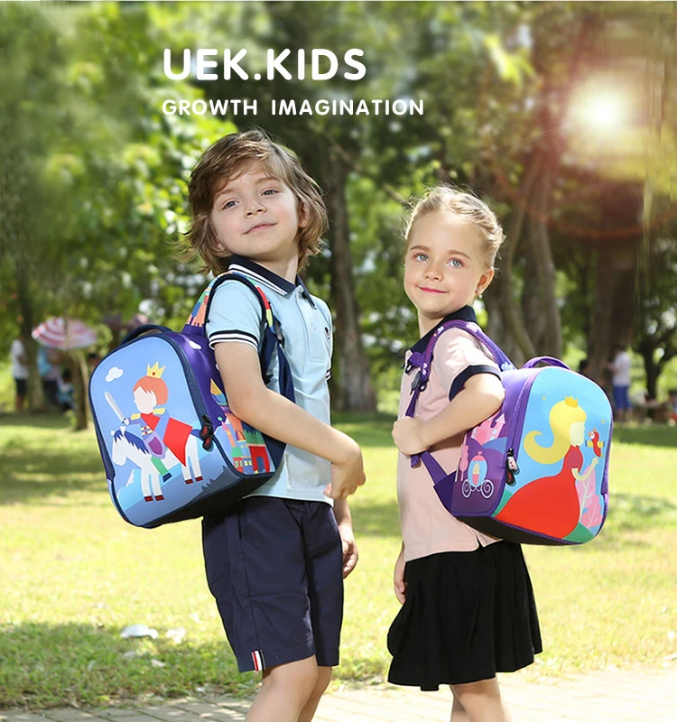 Uek Kids School Bag Prince Baby Waterproof Schoolbags Fashion Children Cartoon Double Shoulder Backpack