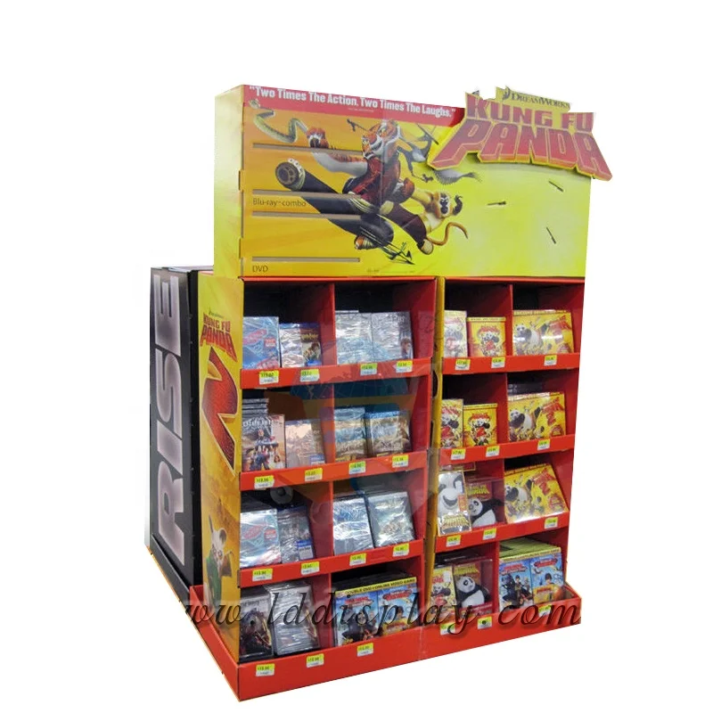 Custom cardboard retail dvd display stands / dvd display rack
