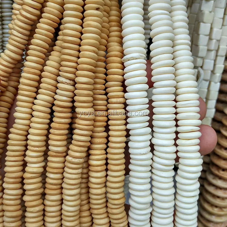 OB095 Гладкий винтажный крем цвета слоновой кости OX костный диск Heishi beads