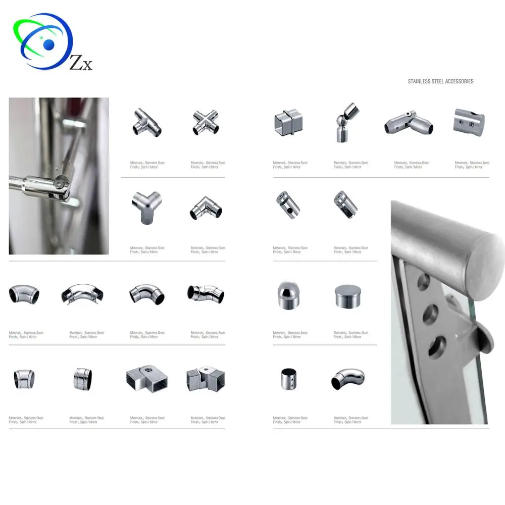 316 Grade stainless steel railings fittings accessories for 304 inox handrail balustrades