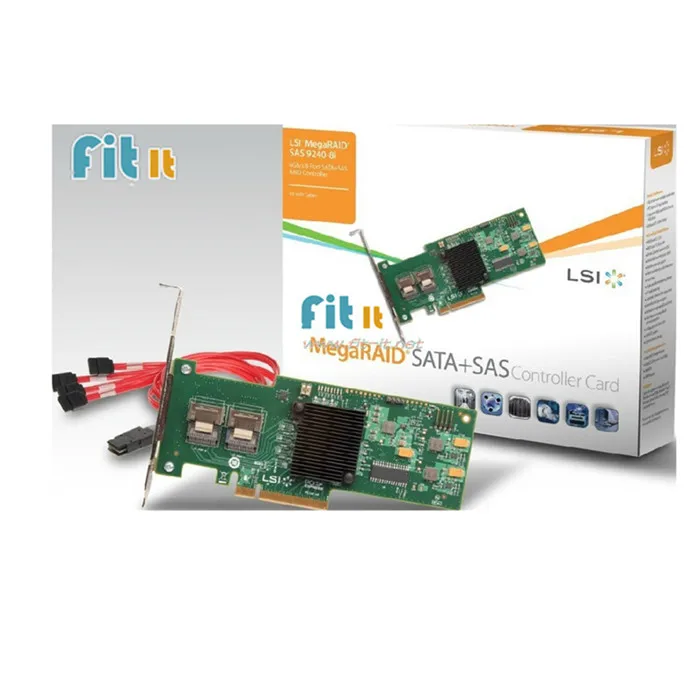 Без sas кабель LSI00200 MegaRAID 9240-8i внутренний с низким энергопотреблением SATA/SAS 6 ГБ/сек. PCI-Express 2,0 RAID контроллер карты, с переключением между дальним