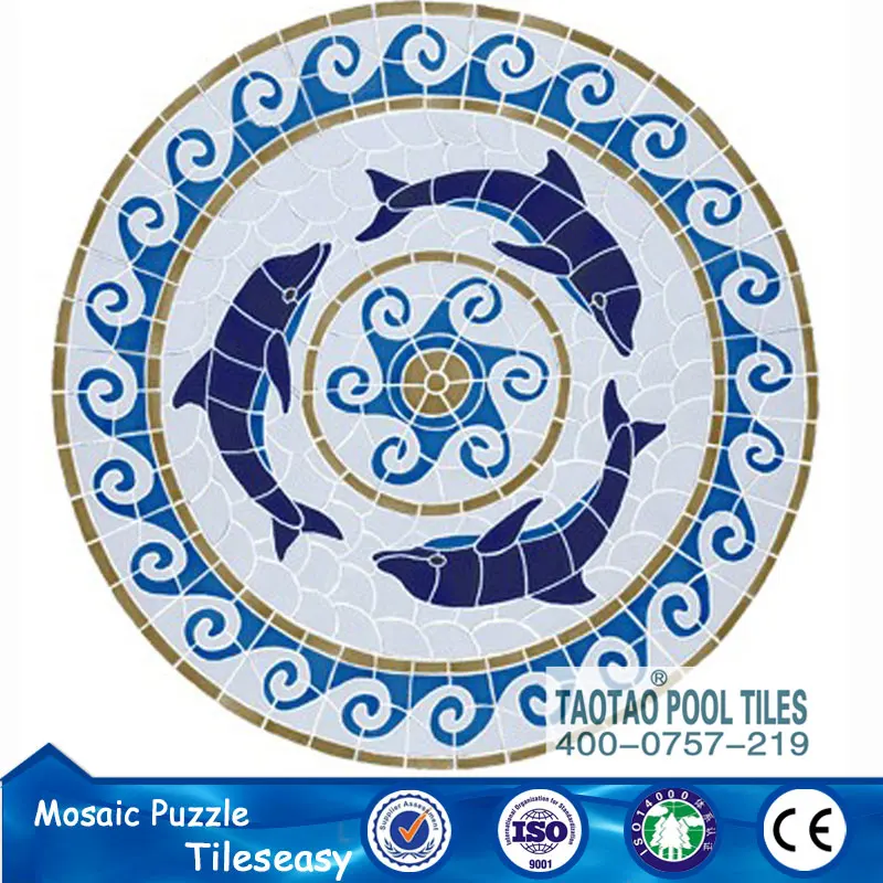 2016 new design puzzle artist dolphin mosaic tile for swimming pool in egypt