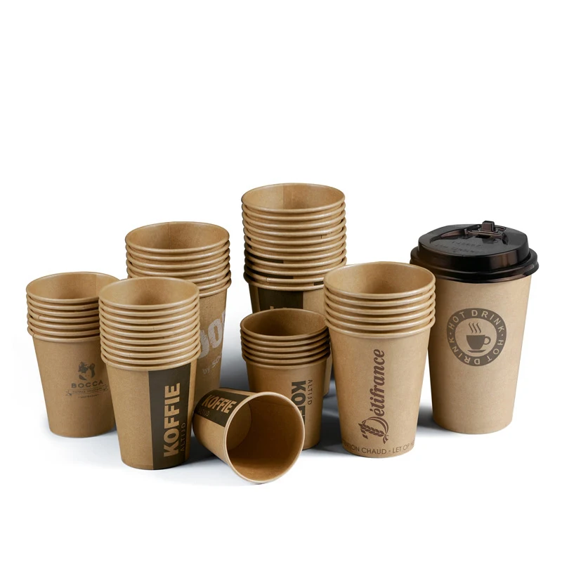 Customize Logo Disposable brown Kraft Paper Cup for Hot and Cold Drinks Coffee Mugs