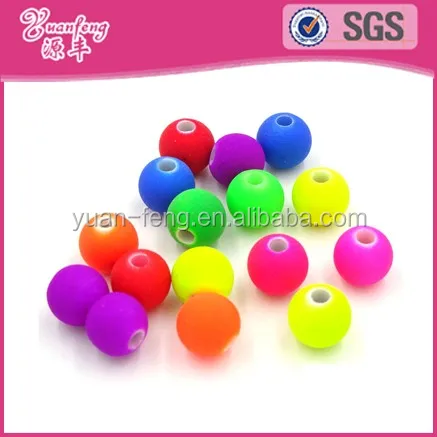 Best price mix color loose acrylic neon round ball matte beads wholesale
