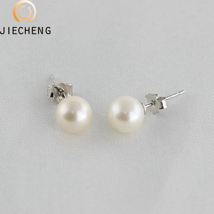 6-7mm aaa Natural freshwater 925 silver stud pearl wedding earrings