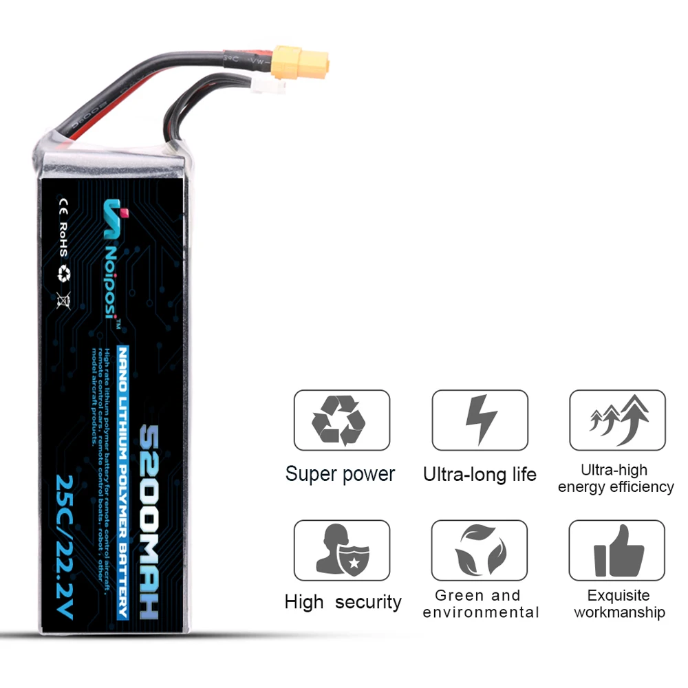 25C 35C 45C 60C Lipo Battery 6s 22.2v 5200mah,High Discharge Rate Lipo