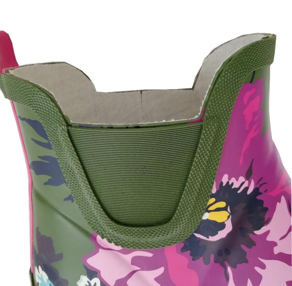 elegant floral ladies rubber rain boot with floral pattern wellies