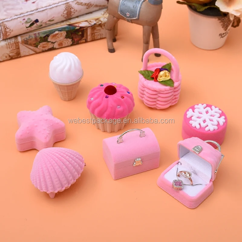 Webest high quality velvety soft interiors custom luxury packaging kids flocking jewelry box