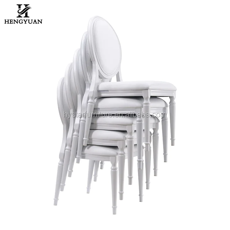 Elegant antique hotel restaurant chair white upholstered stacking wedding event ghost chair for sale