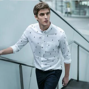 
Wholesale clothes cotton business compression long sleeve printed cheap shirts for men 