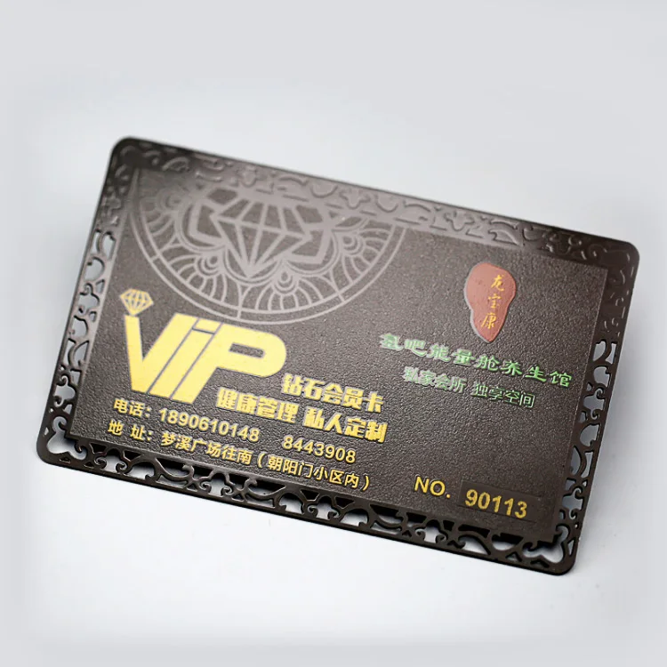 Personalize Brushing metal VIP card discount Card Brushed black Brass Business Cards