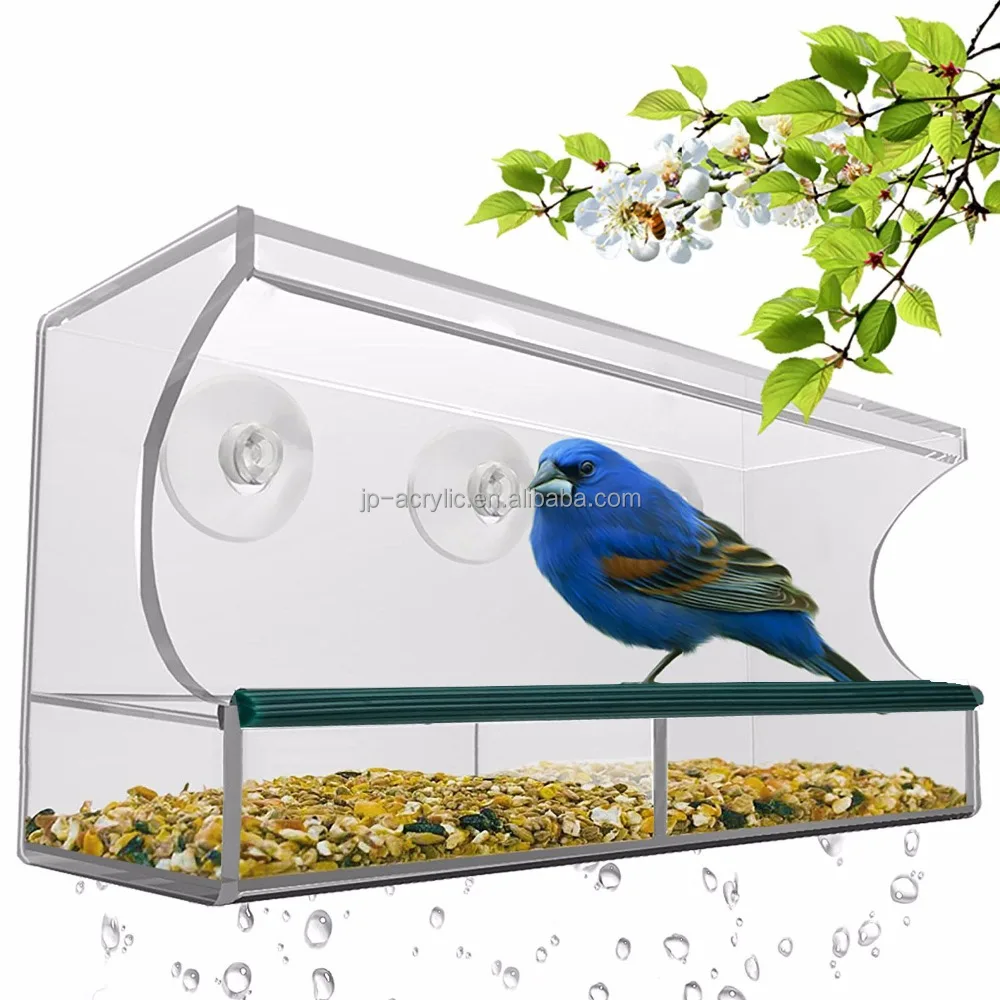
Hot Sale Clear Plastic Acrylic Squirrel Proof Window Large Wild Bird Feeder bird house with Removable Tray 