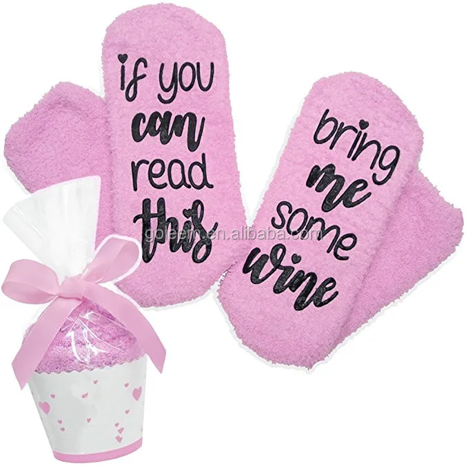 
if you can read this Amazon Cupcake Bring me beer wine men womens Socks with writing novelty socks Grip socks 