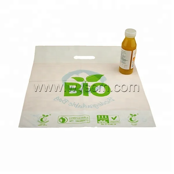 100% OXO Biodegradable Compostable Eco Friendly Plastic D2W EPI Cassava Corn Starch Die Cut Bags Wholesale