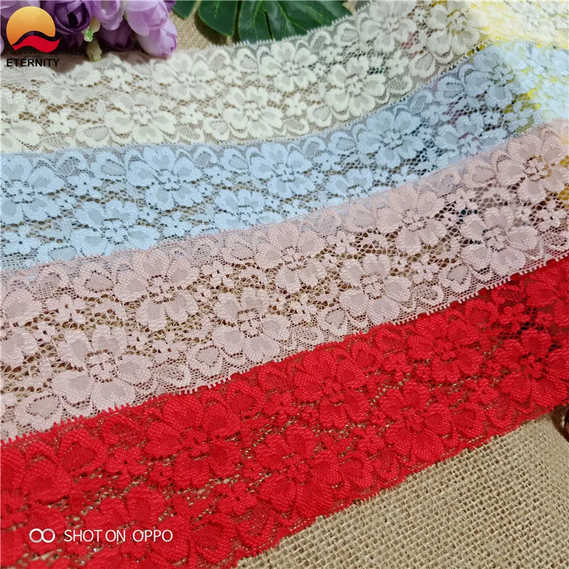 
6cm S1103 Stretch Elastic Lace Ribbon Satin multi-color lace trim garment for DIY Garment Sewing Edge and Handmade Decora 