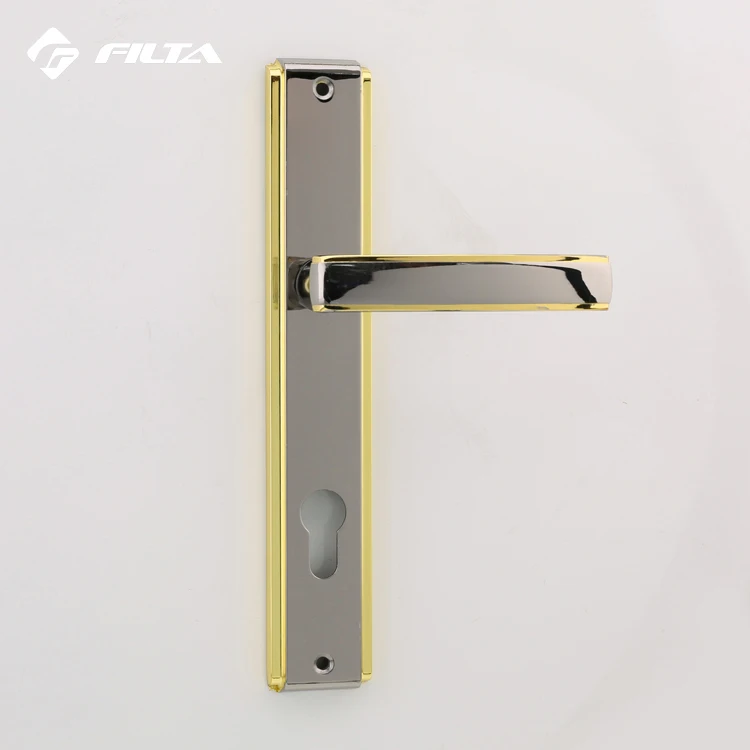 Black nickel gold plated door hardware accessories modern main wood door handle P028-H056
