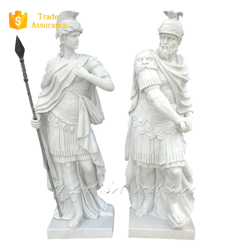 Greek Warrior Antique Marble Stone Statue Carving