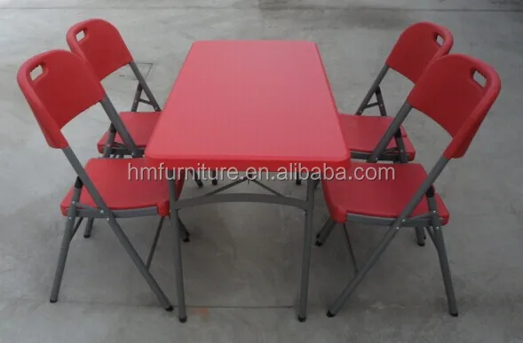 4FT Solid Red color rectangular folding table