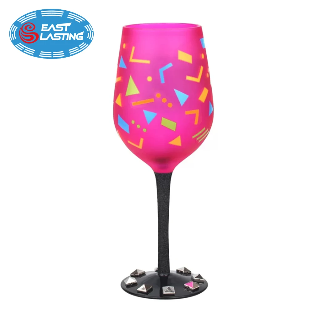 All purpose celebrating colored custom print wine glass pink