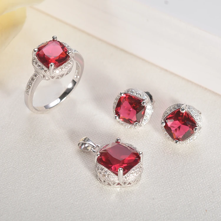 Wholesale high quality 925 sterling silver color stone jewelry set