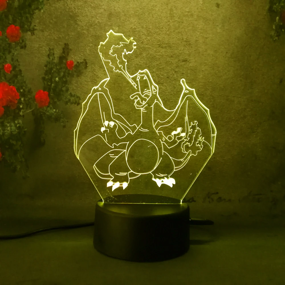 Lovely pokemon pikachu 7 color change Touch base bedside night light 3D USB baby sleep lighting lamp Birthday Xmas kid best gift