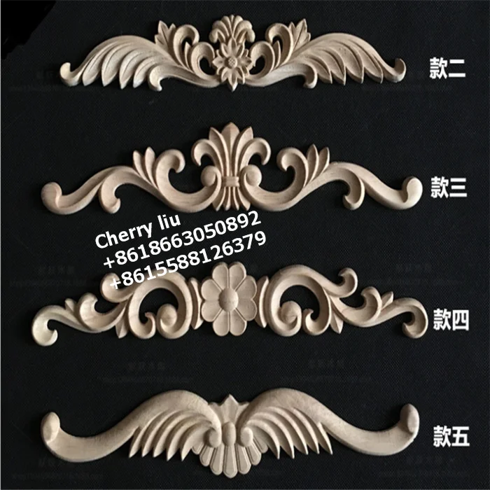 Decorative Carved Onlays Appliques Furniture Wood Component Parts