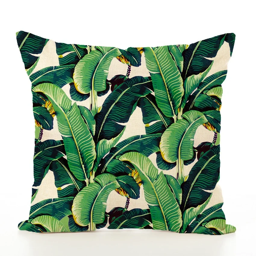 
Moroccan Green Palm leaves Cotton Throw Sofa Scatter Cover Decorative Cushion 