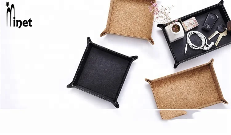 Новый дизайн, оптовая продажа, съемный модный Подарочный органайзер для ювелирных изделий, часы с ключом для монет, поднос для хранения фальшивой кожи