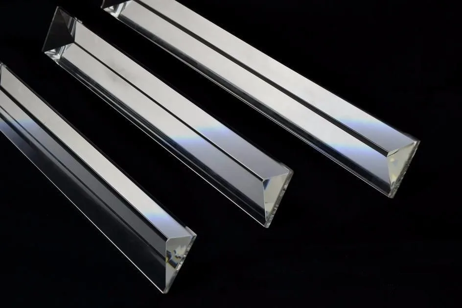 
25x25x150mm 30x30x150mm Optical Crystal Glass Triangular Prism for Teaching Light Spectrum Physics Analysis 
