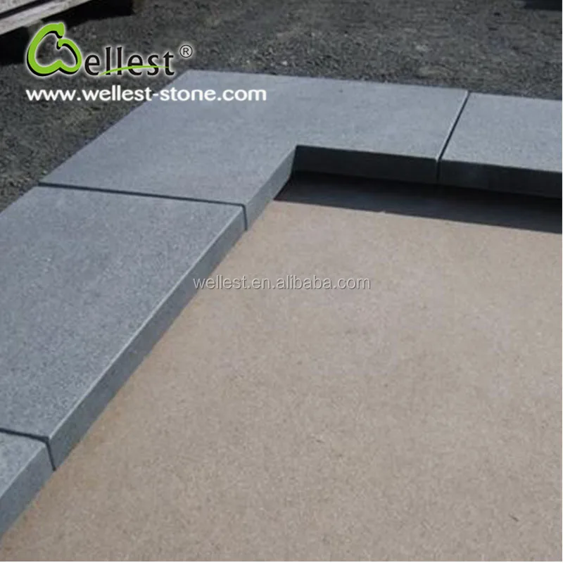
flamed G654 sesame black granite swimming pool border tile with round edge Arc coping tile 