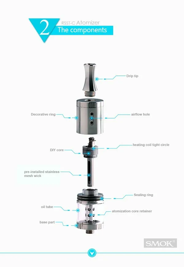
Adjustable air flow atomizer Smok RSST-C 2015 new rebuildable tank genesis atomizer <span style=