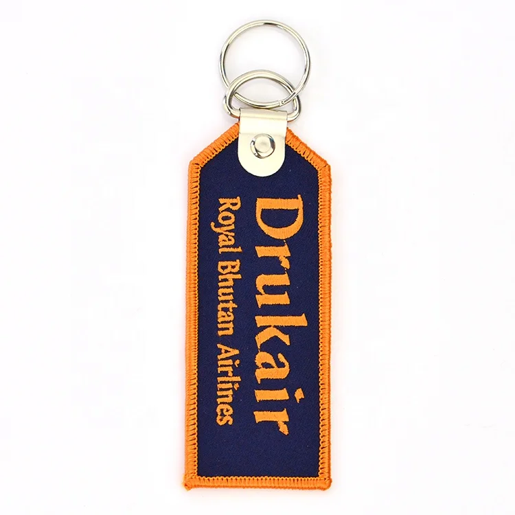 
Personalized Wholesale Custom Fabric Embroidery Patch Key Ring Tag Embroidered Key Chain Keyring Keychain 