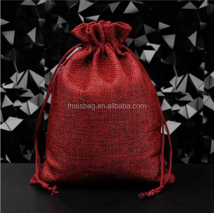 Natural Jute Hessian Hemp Drawstring Bag, Rustic Jute Packaging Bag