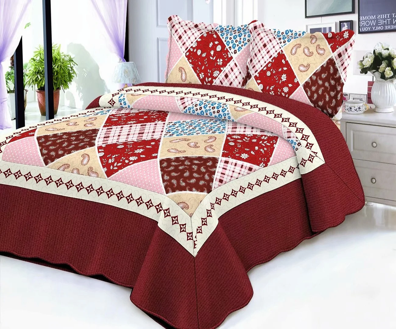 
100% Polyester Patchwork Bedspread sheet set, Super Soft Printed Single Pin-sonic summer Quilt, Coverlet bedding in bag 