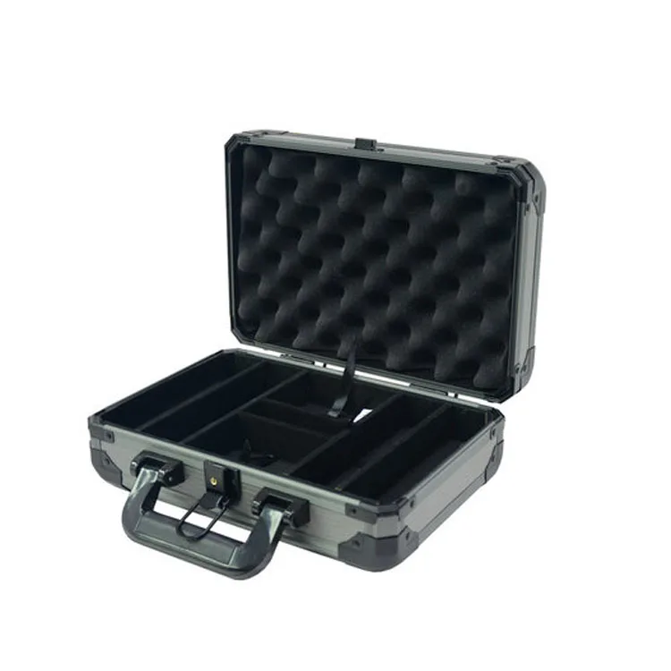 Heavy duty black aluminum poker chip metal case