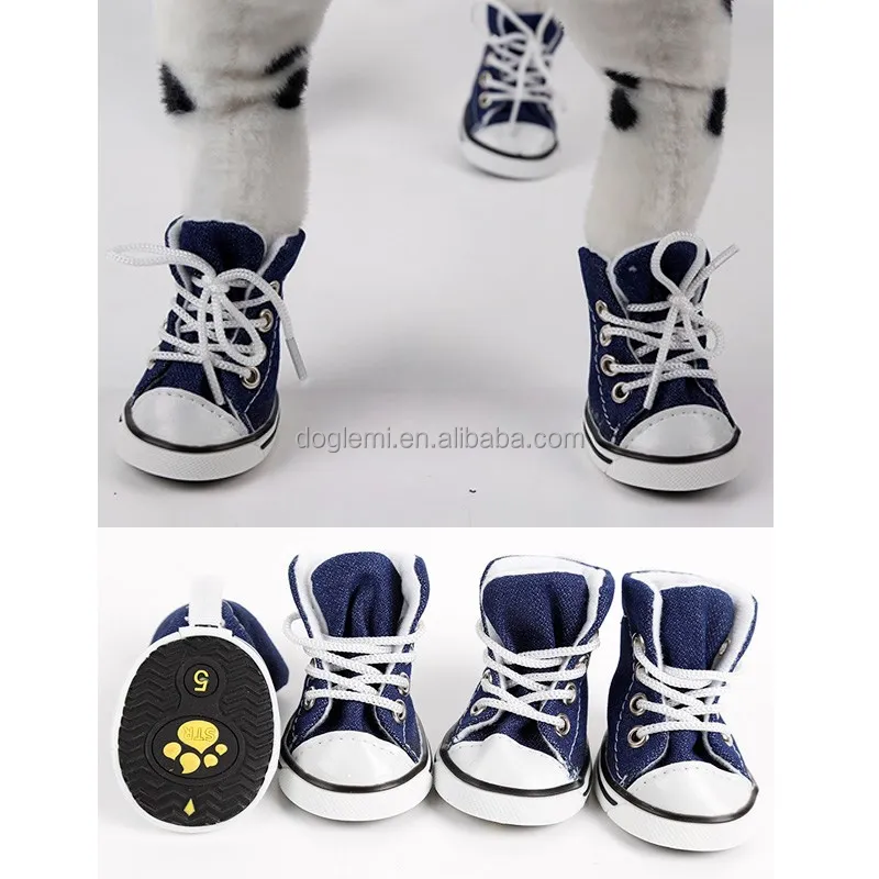 4pcs/lot Pet Dog Cat Footwear Dog Walking Sneaker Jeans Shoes Denim Dog Shoes